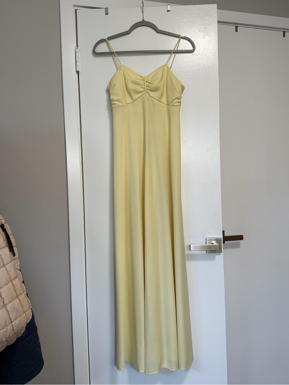 Vintage Butter Yellow Slip Maxi Dress with Spaghetti Straps